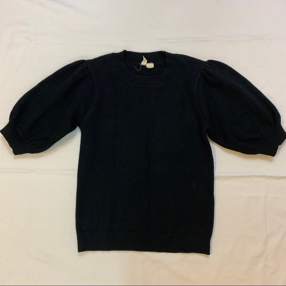 Anthropologie Moth Black Puff Sleeve Sweater SM